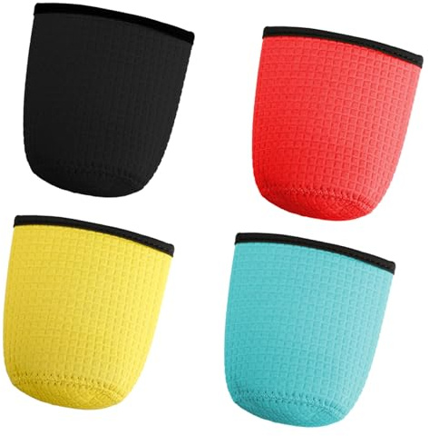 Luckious 4 PCS Can Sleeves,Thermos Sleeves,Non-Slip Can Sleeves,Rubber Beverage Cooler Sleeves for Beer,Coke (Black,Red,Yellow,Blue)