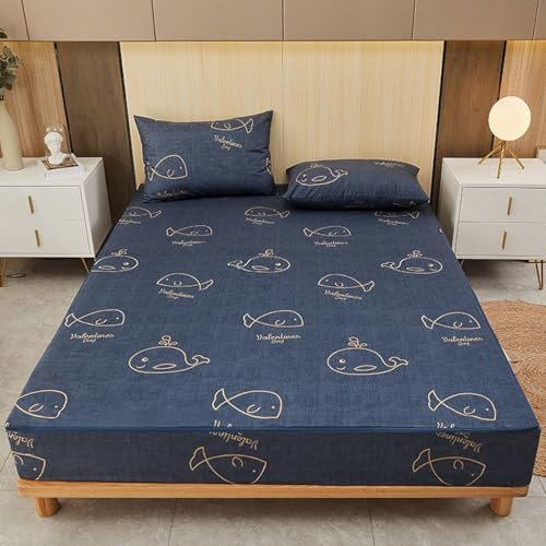 VENIES wasserdichte Matratzenauflage 180 x 200 cm mit Reißverschluss Atmungsaktiv Inkontinenzunterlage Waschbar Nässeschutz Bettlaken für Alle Jahreszeiten Blau Bis 10 cm Matratzenhöhe