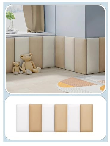 KIDS WIGING 3D Anti-Kollisions-Wandpolster in gebrochenem Weiß - Nachttisch-Schutzkissen für Kinderzimmer & Kinderzimmer - Selbstklebende Kinderzimmer Wandpaneele im Softpack