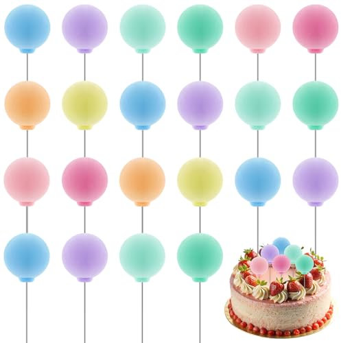 Oruola 24 Stück Torten Deko Kugeln,Tortendeko Luftballons,Tortendeko Kugeln,Cake Topper Luftballons Mini,Mini Luftballon Torte für Hochzeiten Geburtstage Jubiläen Babypartys,Mehrfarbig