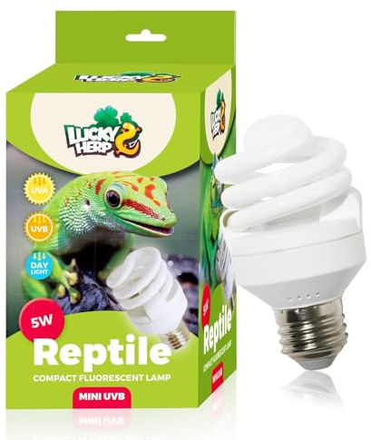 LUCKY HERP UVB Lampe Terrarium, Reptilien UVA UVB Lampe 5W 5.0, MINI UV Lampe Terrarium für Schildkröte, Bartagamen, Schlangen, Eidechsen, Geckos, Vögel