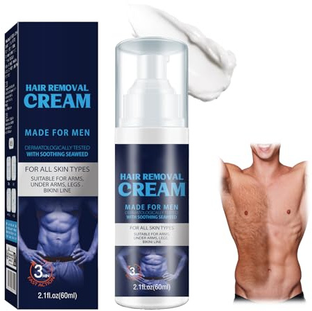 All Body Hair Removal Cream for Men, Mens Hair Removal Cream for Bikini, Underarm, Leg and Body, Intimate Hair Remove Cream, Skin-Friendly, Easy to Apply Depilatory Cream for All Hair Types