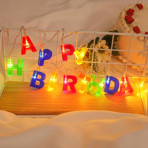 KOBOKO LED Lichterkette Happy Birthday, Buchstaben-Lichterkette Geburtstag mit 13 LEDs, Geburtstagslichterkette Batteriebetrieben, Happy Birthday LDE Partydekoration für Deko Kindergeburtstag Party
