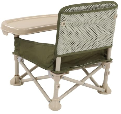Saluaqui Tragbarer Baby -Picknickstuhl mit Sicherheitsgürtel | Faltbarer Kinderstuhl für das Essen Im Freien | Mehrzweckstrand und Campingstuhl für Kleinkinder in Standard Beige (#5)