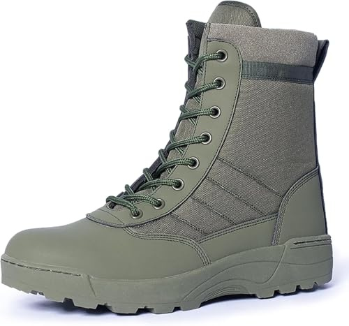 Botas De Combate para Hombre Botas Militares Ultraligeras Y Transpirables Botines Tácticos Al Aire Libre Desert Patrol Boot Army Patrol Police, Green, 46 EU