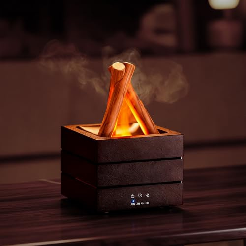 Mldnld Campfire Aroma Diffuser, 280 ml Essential-Oil Diffuser with LED Flame Effect, 3 Timer Settings, Whisper-Quiet & Auto Shut-Off, Vintage Stove Gift for Home & Office