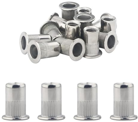 SUKITMISO 80 Stück Nietmuttern M4 Edelstahl Einziehmuttern Gewindenieten Nutsert Blindnietmuttern Einnietmuttern set Einnietmuttern für Metallplatten, Rohre usw