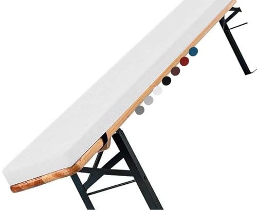 Rectangular Waterproof Non-Slip Bench Cushions for Indoor/Outdoor Furniture - Durable Zippered Seat Pads for Deck Chairs, Beer Tents - White (24x20x2in) - 48/40/36/60inch x 10/12/14inch