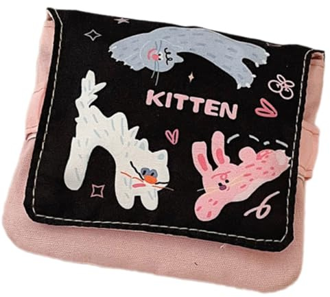 Sac de rangement portable de dessin animé pour serviettes hygiéniques et produits cosmétiques, pochettes compactes organisées pour voyage ou usage quotidien, organisateur d'économie d'espace