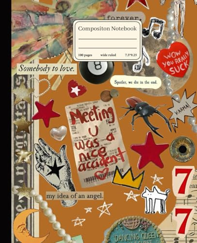 Vintage Collage Aesthetic Composition Notebook: Retro Scrapbook Style Wide Ruled Journal 100 Pages, 7.5 x 9.25 in
