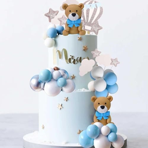 JeVenis Luxury Blue Bear Cake Decoration Teddy Bear Cake Decorations Baby Boy Cake Decorations Baby Shower Cake Decoration Teddy Bear Birthday Party Supplies Teddy Bear Birthday Decoration