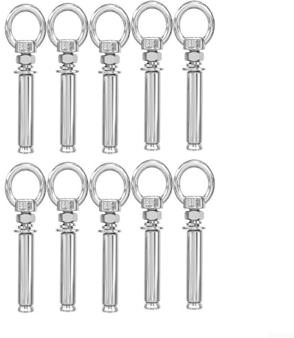 Pernos de expansión de acero inoxidable 304, 10 piezas con anillos, tornillos de ojo y anclajes de pared para una instalación segura en varios entornos (M10 x 120)