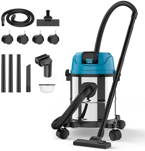 Aspirador en seco y húmedo para batería Makita de 18 V, aspiradora industrial con accesorios de boquilla, depósito de acero inoxidable de 15 l, filtro de cartucho, para casa y fábrica (sin batería)