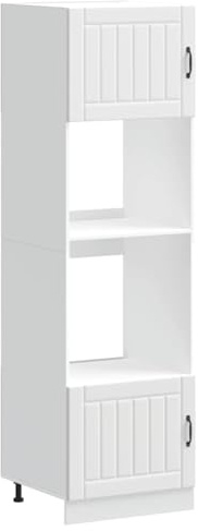 Mhdvray Herdumbauschränke Lucca Weiß 60x57x207 cm Holzwerkstoff Küchenschrank hoch mit verstellbaren Füßen robuster Küchenunterschrank platzsparend für kleine Küchen