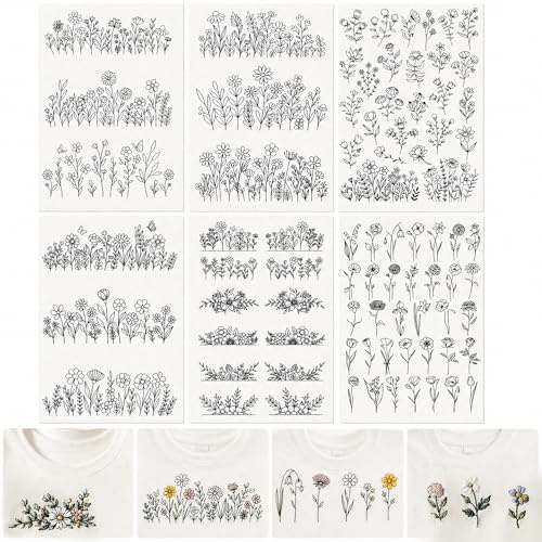 6 Blatt Stickvorlagen Wasserlöslich Selbstklebend Stickvorlage für Anfänger