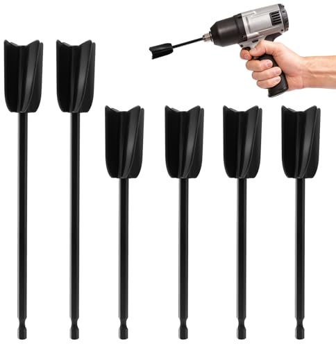 6Pcs Paint Stirrer Mixer Attachment for Drill, Reusable Mixing Paddle for Epoxy Resin, Ceramic Glaze & Paint, Fits Any 1/4 Drill