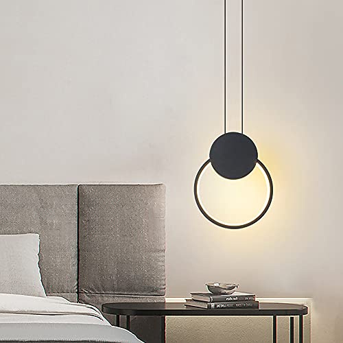 KXEcoLife Lámpara Colgante de Metal Negro, lámpara de Techo LED geométrica, luminarias para Isla de Cocina, lámparas de suspensión para Sala de Estar y Comedor.