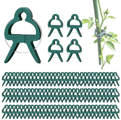 Zyrtkeriom 50 clips de soporte para plantas trepadoras, fijación segura para tomate, pepinos y calabacines, accesorio esencial para jardinería y cultivo en maceta, 1 dimensión