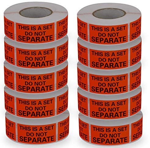 BETCKEY - Autocollants pour Emballage 25mm x 50mm, THIS IS A SET, DO NOT SEPARATE, 5000 Autocollants Rouges d'Avertissement d'Emballage, Séparation Interdite - 10 Rouleaux