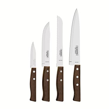 Tramontina - Couteau de cuisine Tradicional, 4pcs, Inox et bois