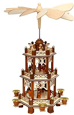 ***Holzpyramide in Natur/braun mit 3 Etagen, L/B/H ca. 19 x 16,5 x 43 cm