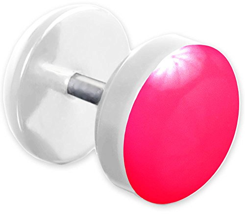 viva-adorno® 1 st. Fake Plug stiftörhängen rostfritt stål akryl vit med färg emailed Front Z465 e rostfritt stål, colore: Neonrosa, cod. Z465