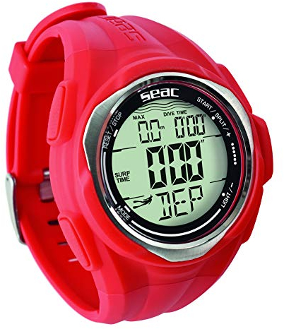 SEAC Partner Ordinateur de Poignet pour la plongée en apnée Unisex-Adult, Rouge, Standard