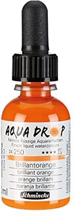 Schmincke - AQUA DROP, flüssige, pigmentbasierte Aquarellfarbe, Brillantorange, 30 ml-Pipettenflasche, 24250034, Urban Sketching, Handlettering