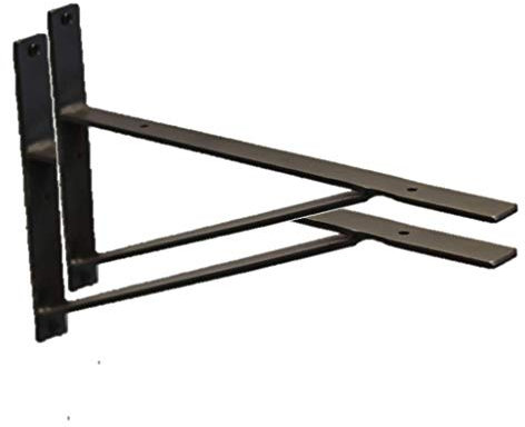 Brackets Treppiede in Ferro battuto, 2 staffe per mensola, Telaio di Supporto ad Angolo retto Nero, Staffa divisoria Fissa a Parete, Cornice Decorativa ad Angolo portante