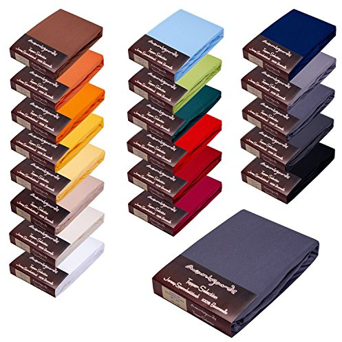 AVANTGARDE Premium Topper - Spannbettlaken - 180x200-200x220 cm - extra niedriger Steg - für Boxspringbett - Topperauflage - Spannbetttuch Jersey Baumwolle, ca.170g/m², ÖKO-TEX (19 Dunkelgrau)