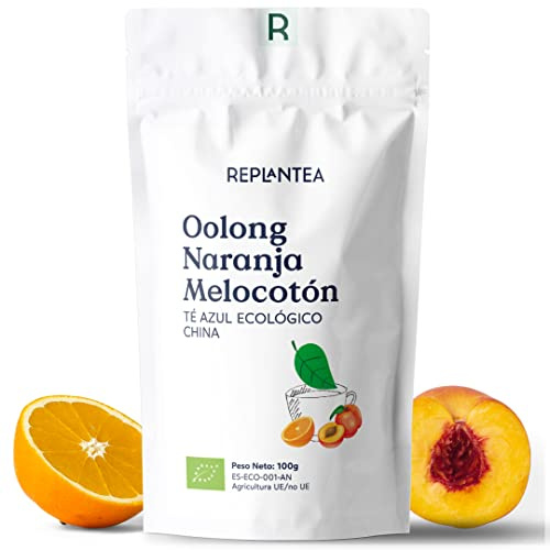 TE AZUL OOLONG CON MELOCOTÓN y Naranja Orgánico 100g (50 Tazas) | TE DE OOLONG Chino Orgánico a Granel REPLANTEA®