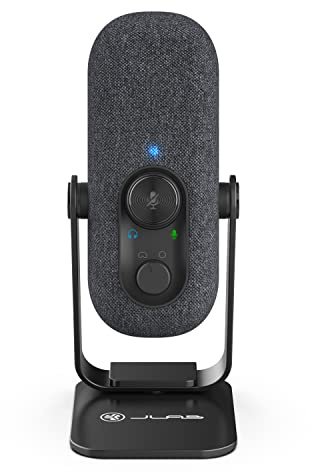 JLab Go Talk USB-Mikrofon, schwarz, USB-C-Ausgang, Nierencharakteristik oder omnidirektional, 96 K Abtastrate, 20 Hz – 20 kHz Frequenzgang, 3.5 mm AUX,Plug and Play