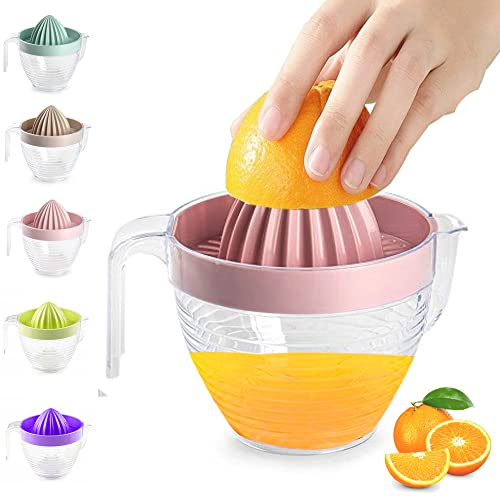 Plastic Citrus Lemon Orange Juicer Plastic Manual Hand Squeezer Fruit Juicer for Lime Fresh, Water Melon, Strawberry, Blueberry, Grapes Healthy Juice (Pink with Transparent Jug)