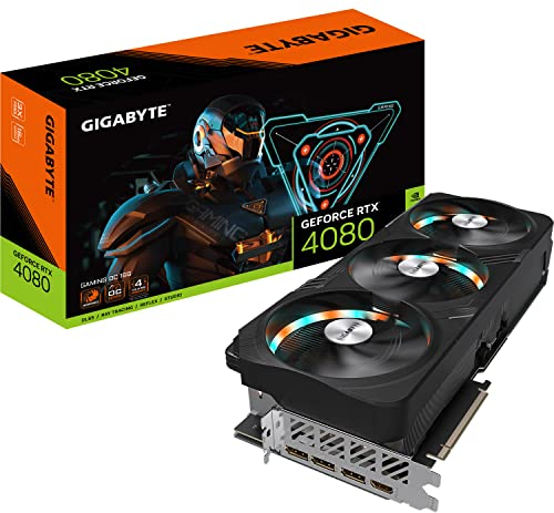 GIGABYTE GeForce RTX 4080 GAMING OC 16GB Carte graphique - 16GB DDR6X, 192bit, PCI-E 4.0, Core 2535Mhz, RGB, Anti-sag bracket, DP 1.4, HDMI 2.1a, NVIDIA DLSS 3, GV-N4080GAMING OC-16GD
