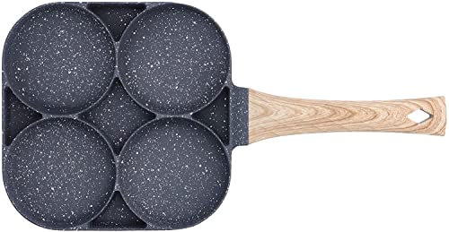 Pancake Pan 4-Cup Egg Frying Pan, Aluminium Non-Stick Frying Pans Omelet Pan Poached Egg Burger Steak Pan Multipurpose Pancake Pan For Gas Stove And Induction Hob