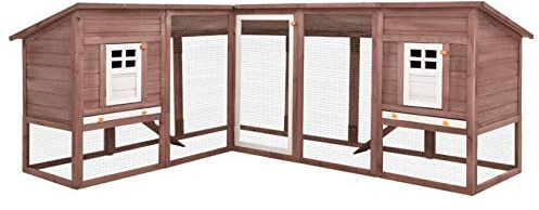 MOONAIRY Kaninchenstall mit Freilauf, Hasenstall, Hasenkäfig, Doppelhausninchenställe,Tierhaus, Kleintierstall, Kaninchenhaus, Haustierstall, Kaninchen Häuser, Mocca und Weiß Tanne Massivholz