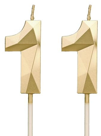 DTXLX Gold Zahl 11 Geburtstagskerzen Kuchen Deko | Zahlen, 3D, für, geburtstagsdeko, Kinder, Partys, Hochzeiten, Firmenfeiern, Jubiläen