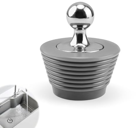 Bonde Baignoire, LERANXIN Conique Matériau en Silicone Bouchon Baignoire, Bouchon Silicone avec Poignée en Alliage de Zinc, Convient pour Baignoire, Évier de Cuisine (Gris)