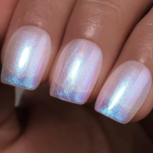 Ozzeal Smalto perlato blu trasparente, brillante, glitterato per manicure UV LED, 15 ml