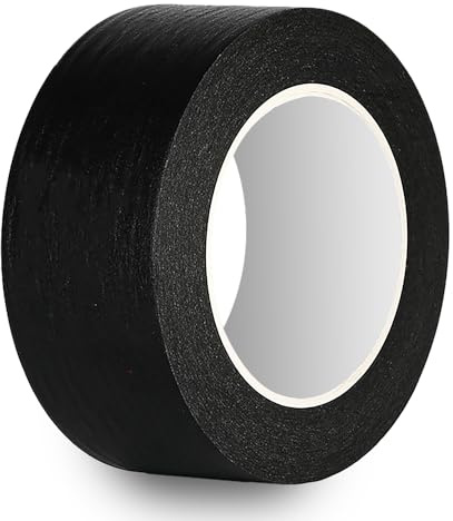 Rusoz Kreppband Schwarz Malerkrepp 50mm x 50m Abklebeband Maler Automotive Kreppband Leicht Abnehmbar Malerband Für Malerarbeiten, Renovierungen, Autolack-Maskierung