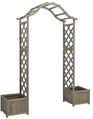 Kangmusi Garten-Pergola mit Blumenkasten Grau Massivholz Tanne, Grau 316392