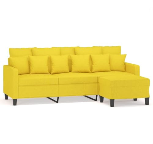 ULUYYUC Sofa Bed Bodensofa Sofas & Couches Ecksofa - 3-Sitzer-Sofa mit Hocker Hellgelb 180 cm Stoff für Terrasse Garten Party Lounge