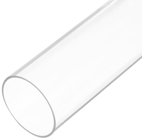 sourcing map Plastic Pipe Rigid Polycarbonate Round Tube Clear 1 1/2(37.6mm) ID 1.6(40mm) OD 6(150mm) High Impact for Lighting, Models, Water Plumbing