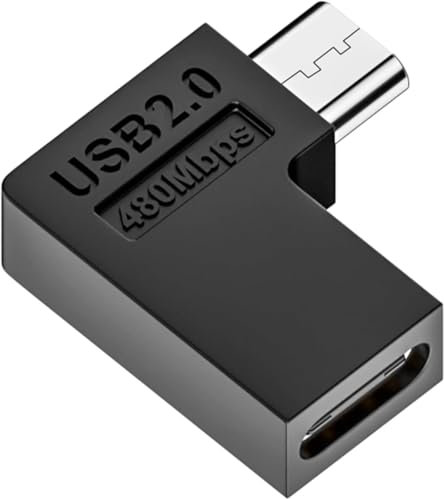 Adaptador de extensión micro USB macho a tipo C hembra de 90 grados, conector USB C hacia arriba y hacia abajo, para laptop, ahorro de espacio, cables y adaptadores