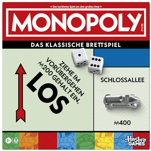 Monopoly Basisspiel mit Aufbewahrungsfach und größeren Spielfiguren - Deutsche Fassung