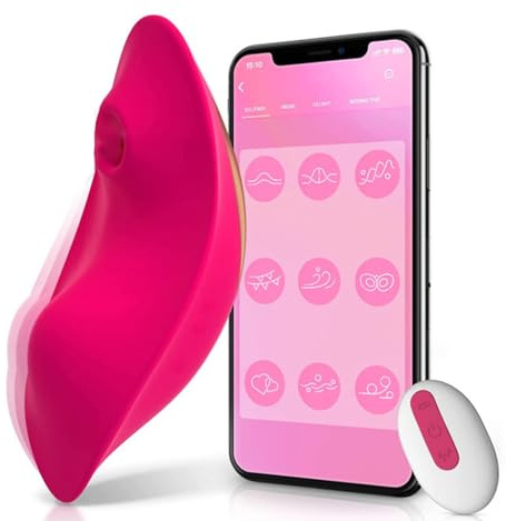 Jinqian Tragbarer Butterfly Vibrator mit APP Fernbedienung 9 Vibrationsmodi 9 Saugmodi für Sie G-Punkt Klitoris Vagina Slip Vibration Stimulator Sex Spielzeug für die Frau