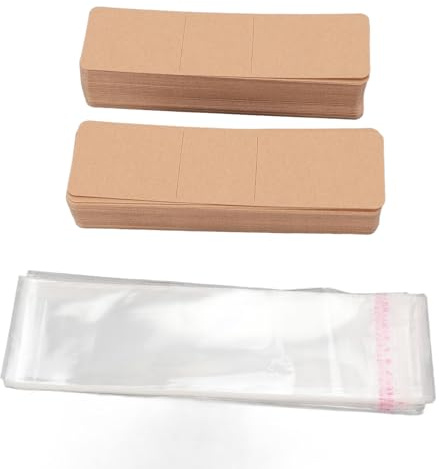 100 Bookmarks Sleeve Set with Kraft Paper Packaging Card and PE Bag for DIY Handcraft, Embossing, Wax Seal, Gifts, Schools, and Events