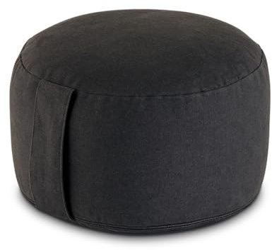 Amago home Yogakissen Meditationskissen Augenkissen Sitzkissen rund ø31xH20cm Bezug waschbar Farbe anthrazit - Shadow