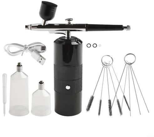 Set aerografo senza fili per un controllo preciso della pressione, ugello da 0,3 mm, 3 livelli di pressione regolabili, ricarica rapida USB, per verniciatura auto, modellismo, nail art, include tazze