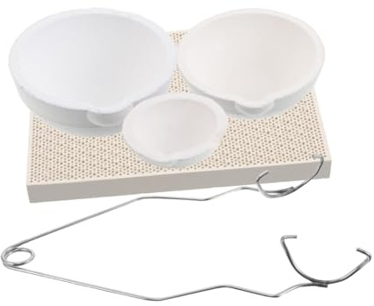 Didiseaon Crogiolo per Oro Tazza di in Ceramica Piccolo Crogiolo Portatile per Metalli Include Piastra per Saldatura Nido d e Pinza per